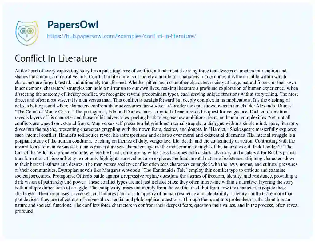 Essay on Conflict In Literature
