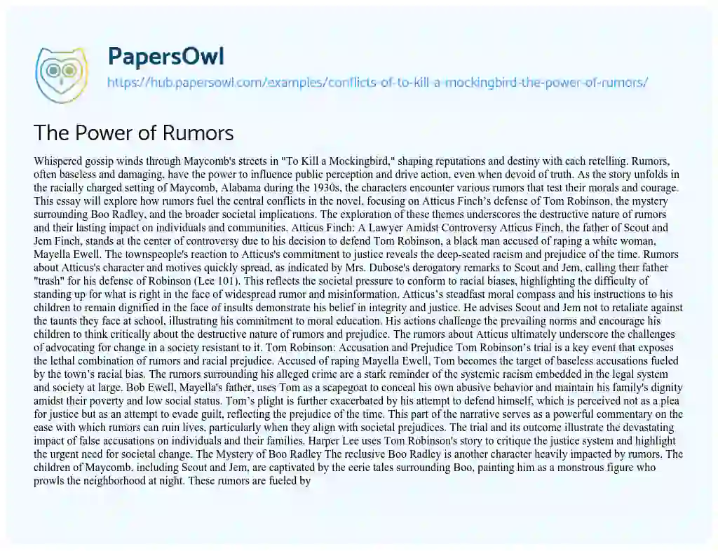 Essay on The Power of Rumors