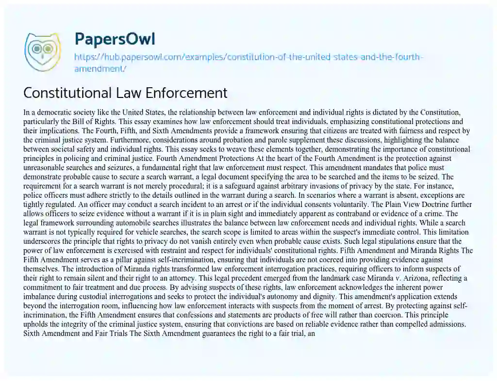 Essay on Constitutional Law Enforcement