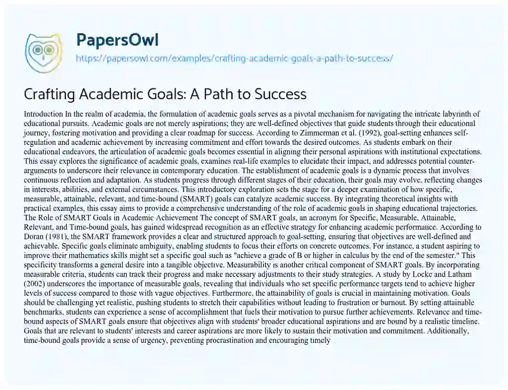 Essay on Crafting Academic Goals: A Path to Success