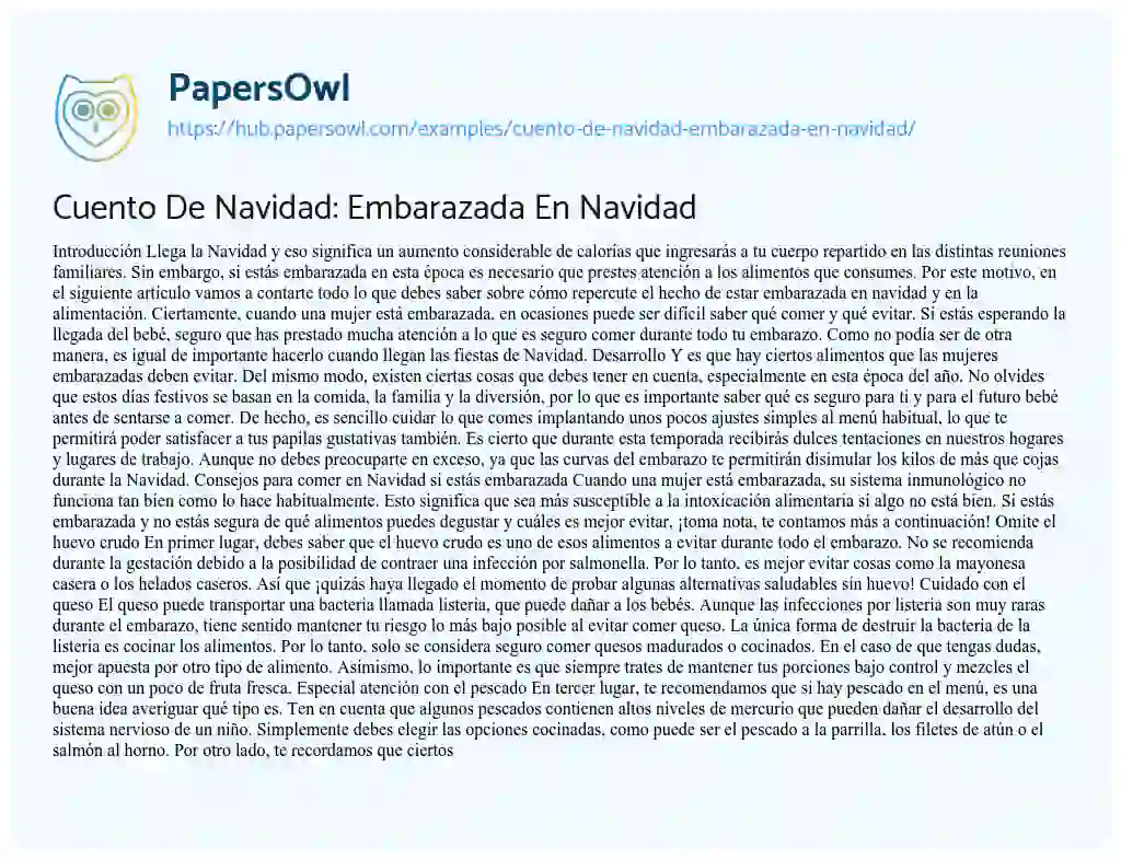 Essay on Cuento De Navidad: Embarazada En Navidad