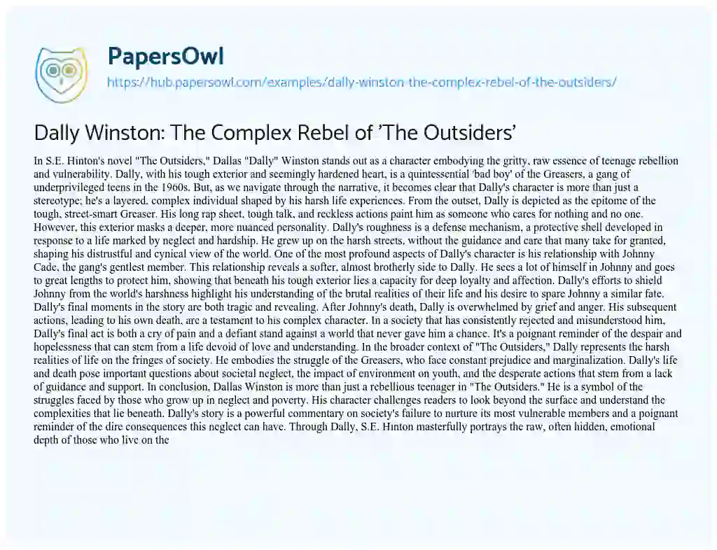 Essay on Dally Winston: The Complex Rebel of ‘The Outsiders’