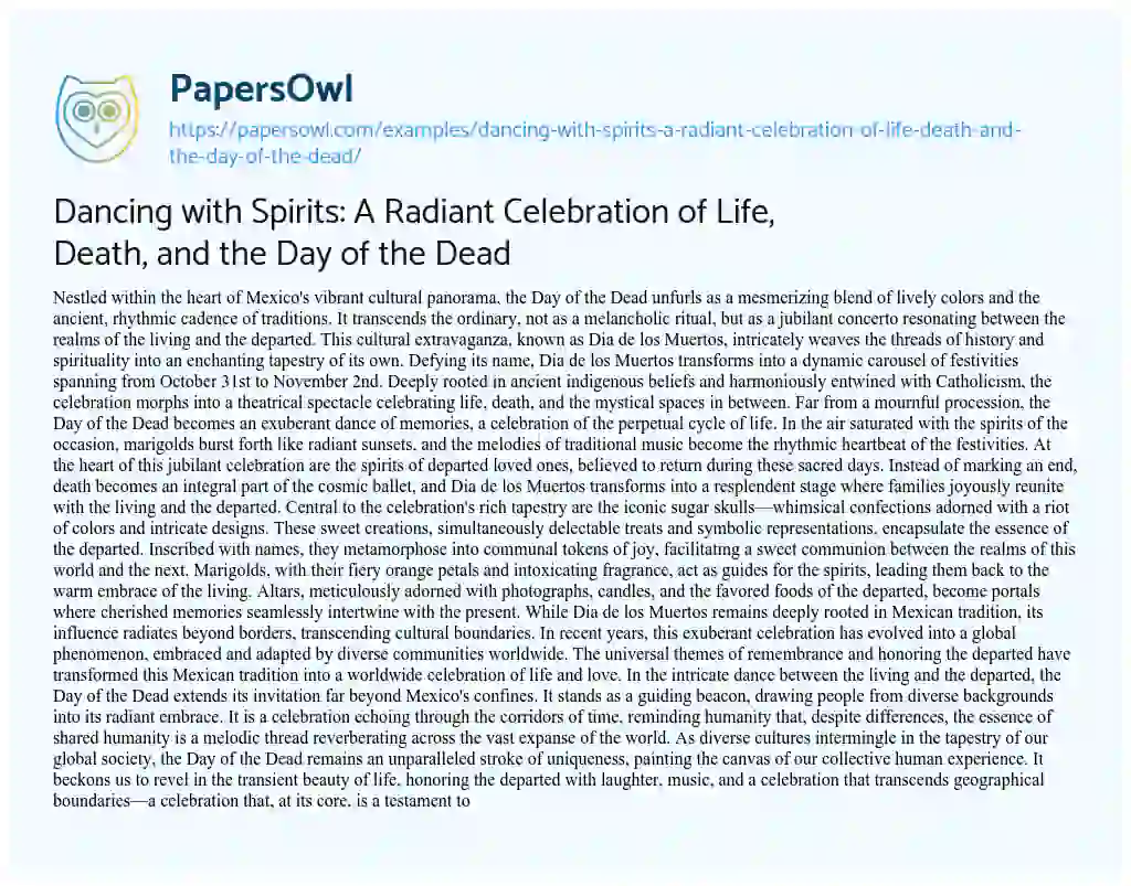 Essay on Dancing with Spirits: A Radiant Celebration of Life, Death, and the Day of the Dead
