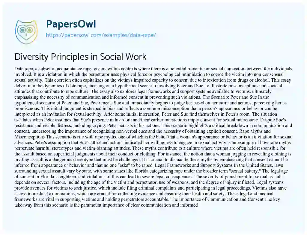 Essay on Diversity Principles in Social Work