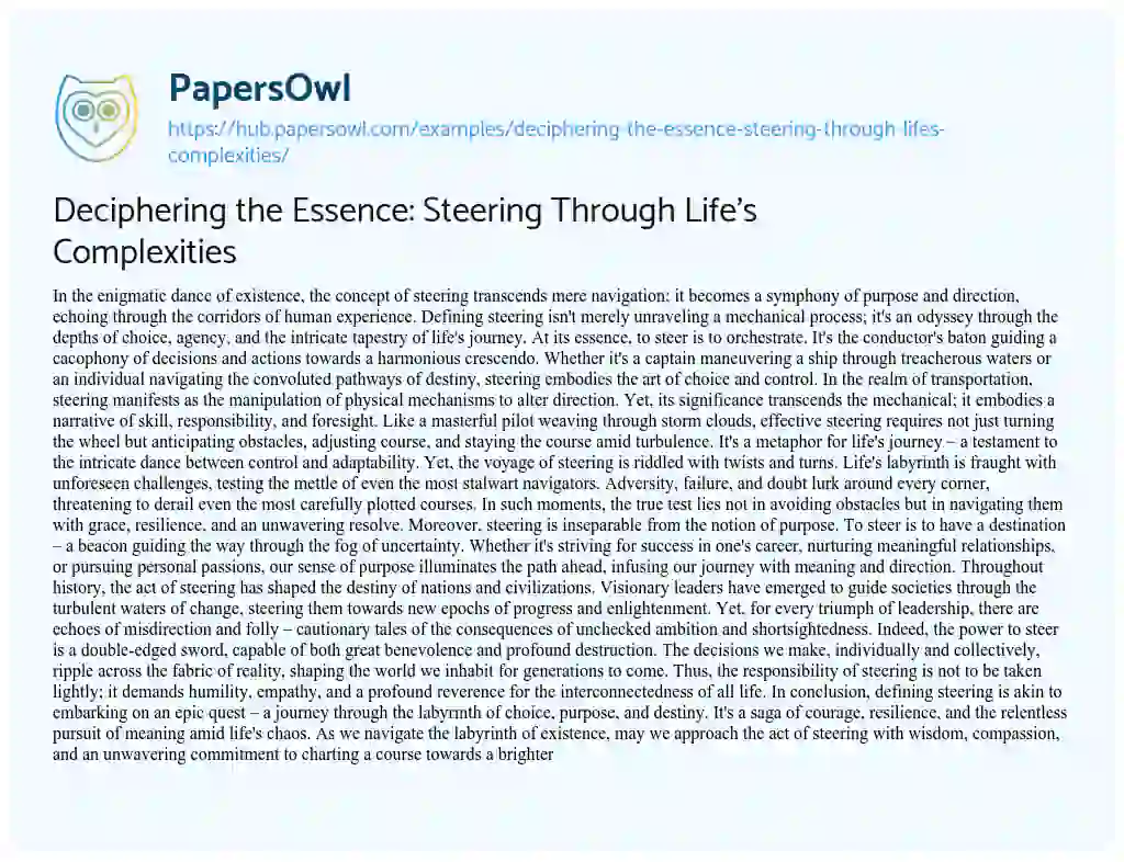 Essay on Deciphering the Essence: Steering Through Life’s Complexities