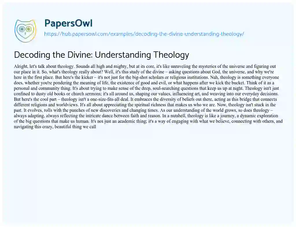 Essay on Decoding the Divine: Understanding Theology
