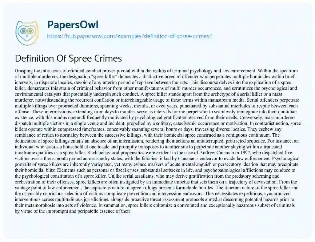 Essay on Definition Of Spree Crimes