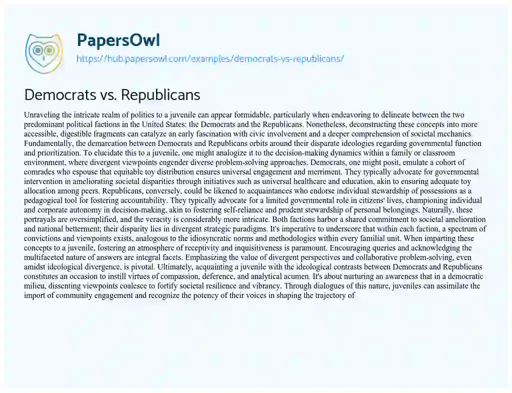 Essay on Democrats vs. Republicans