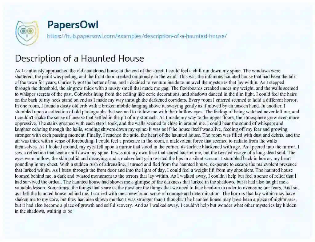 Essay on Description of a Haunted House