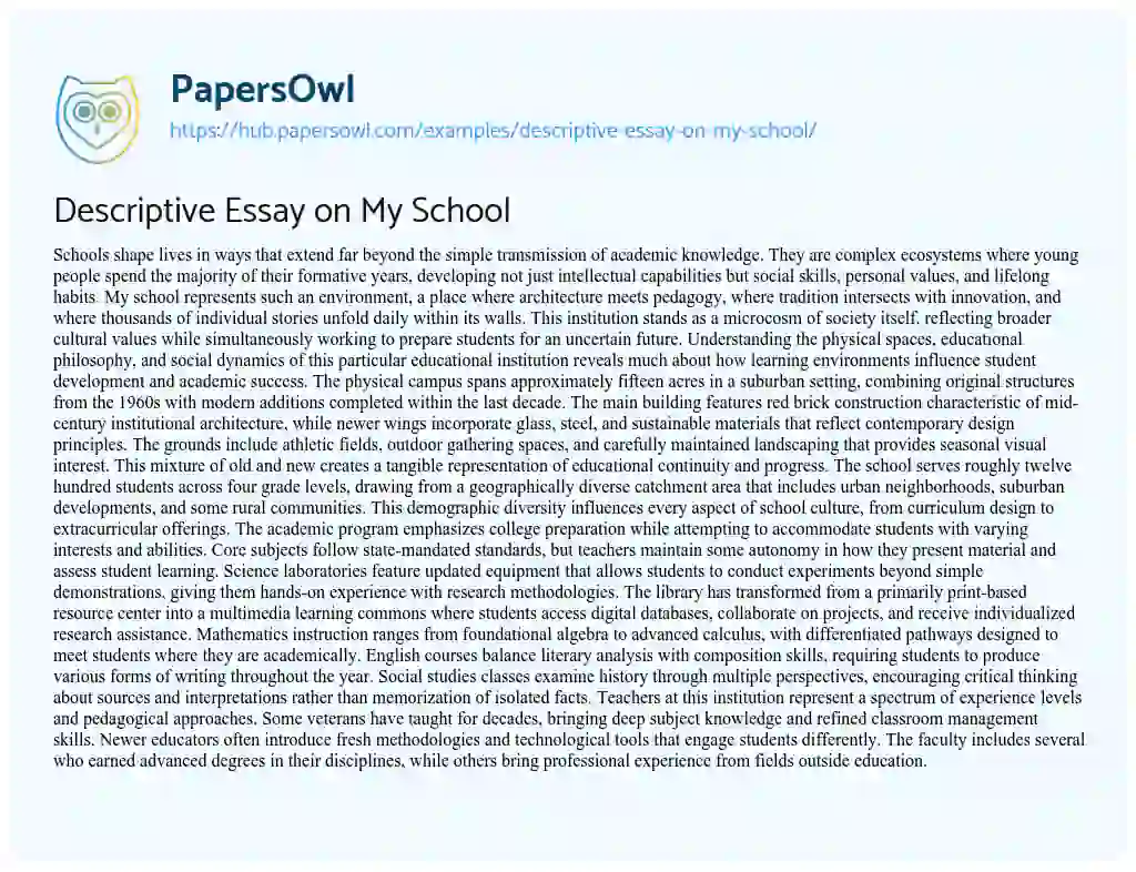 Essay on Descriptive Essay on My School