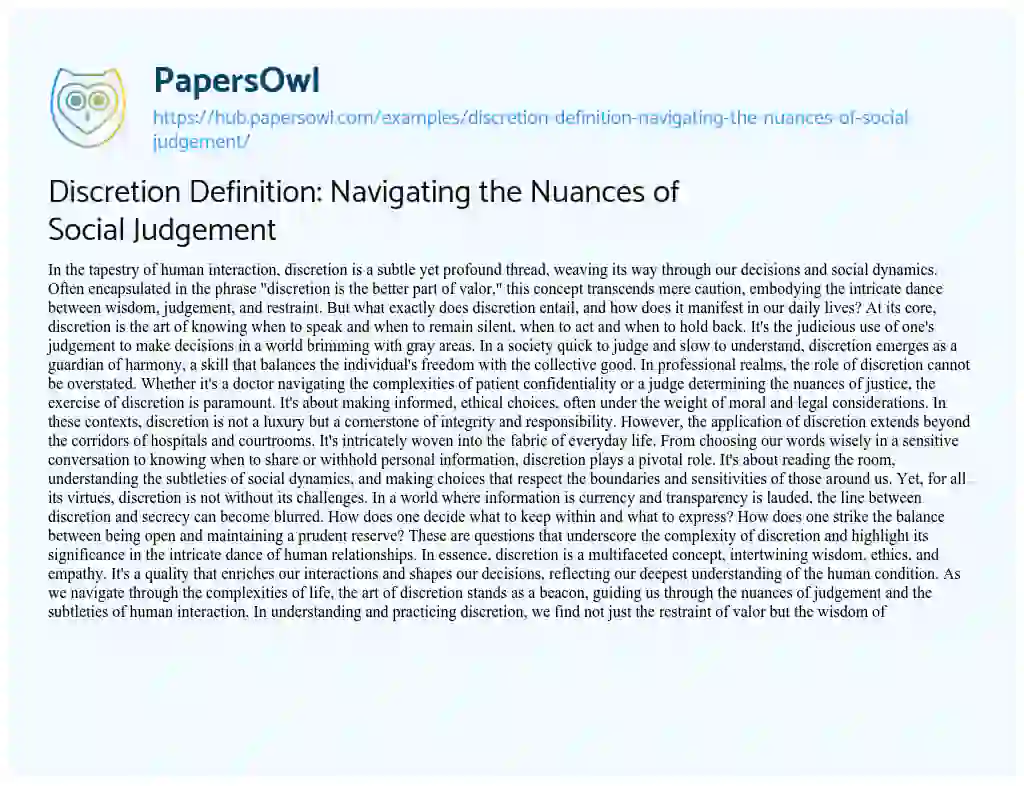 Essay on Discretion Definition: Navigating the Nuances of Social Judgement
