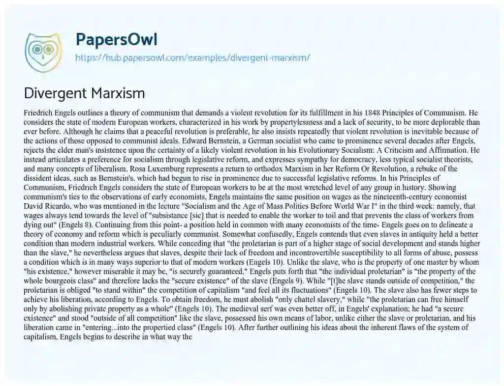 Essay on Divergent Marxism