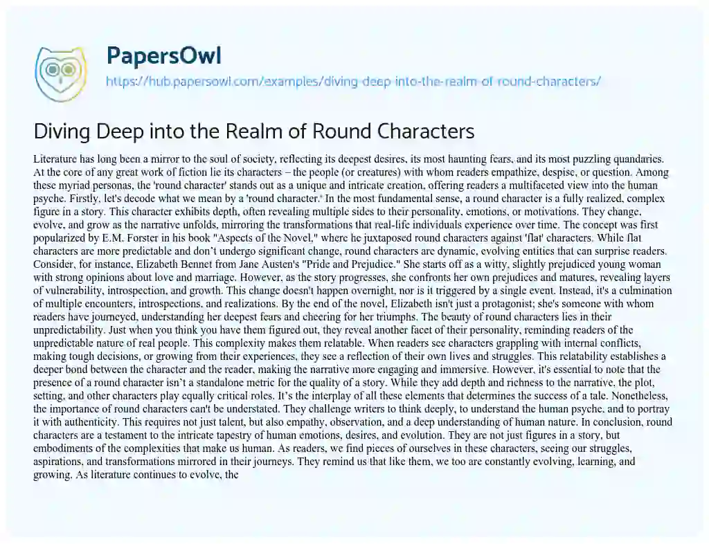Essay on Diving Deep into the Realm of Round Characters