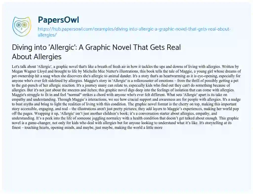 Essay on Diving into ‘Allergic’: A Graphic Novel That Gets Real About Allergies