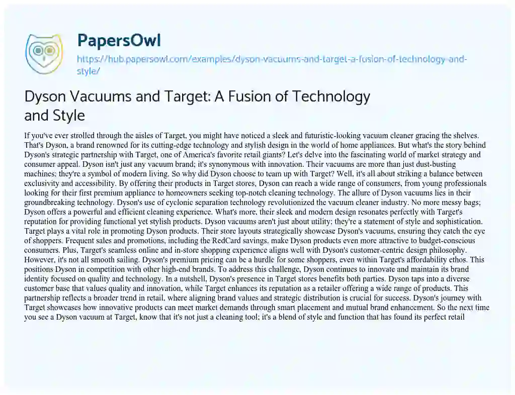 Essay on Dyson Vacuums and Target: A Fusion of Technology and Style