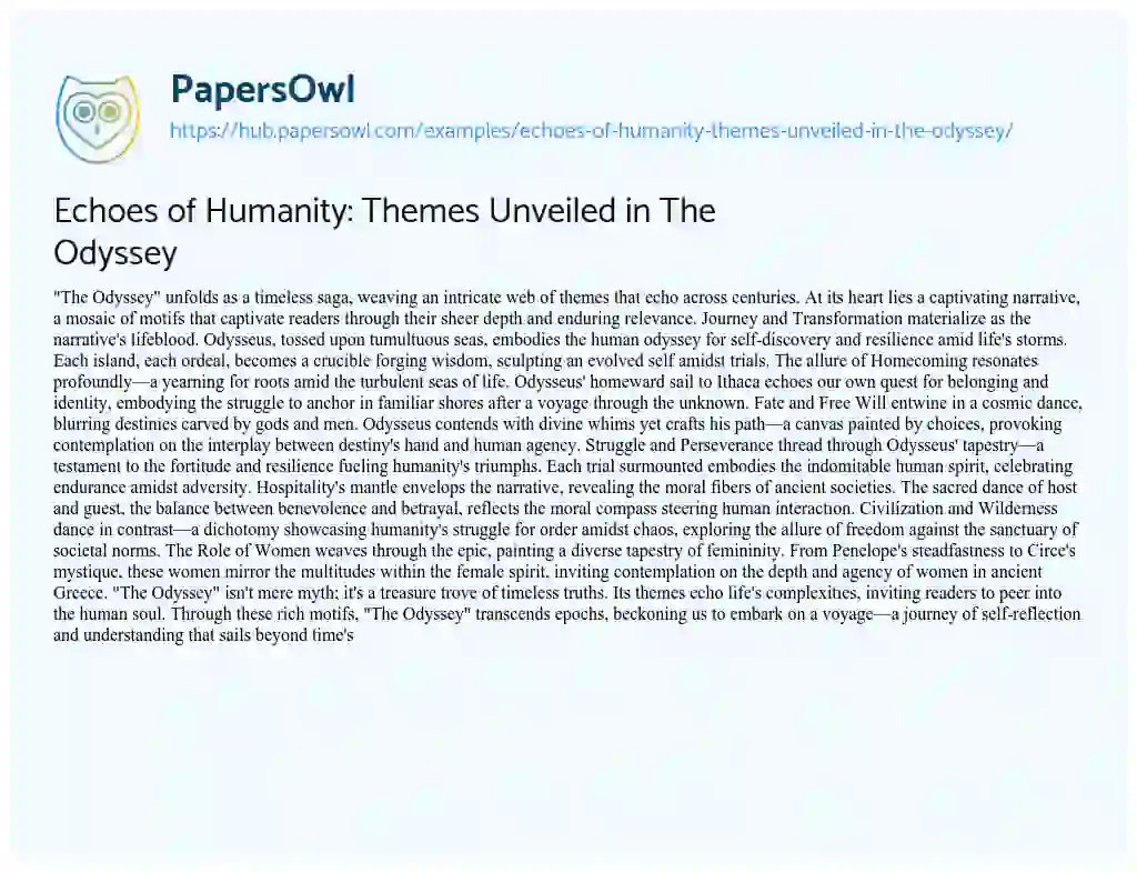 Essay on Echoes of Humanity: Themes Unveiled in The Odyssey