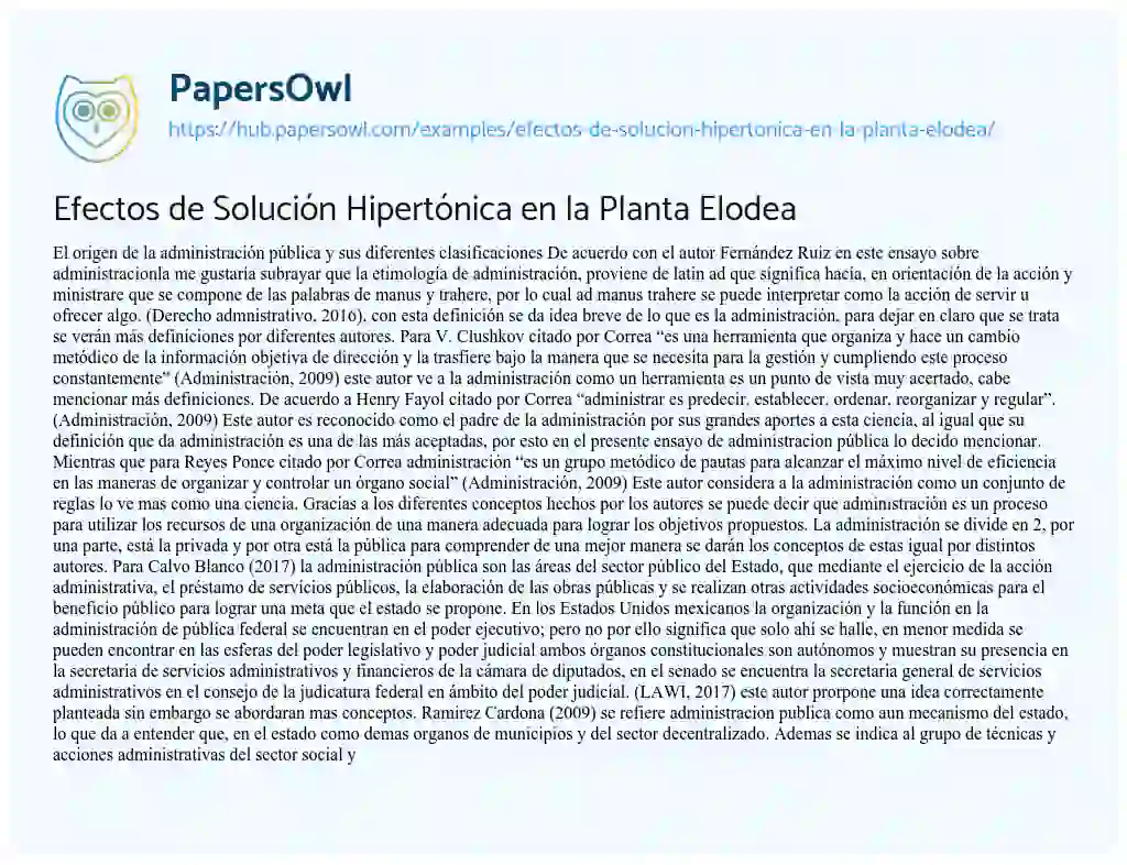 Essay on Efectos de Solución Hipertónica en la Planta Elodea