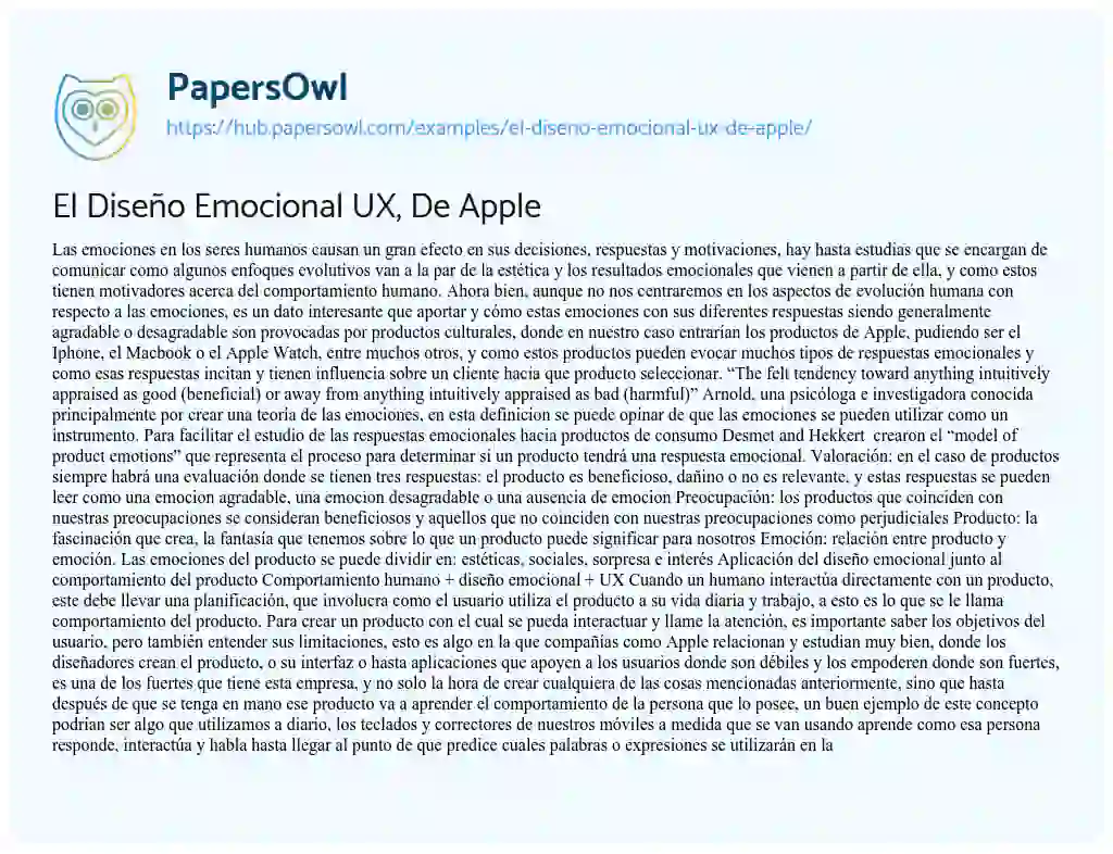 Essay on El Diseño Emocional UX, De Apple