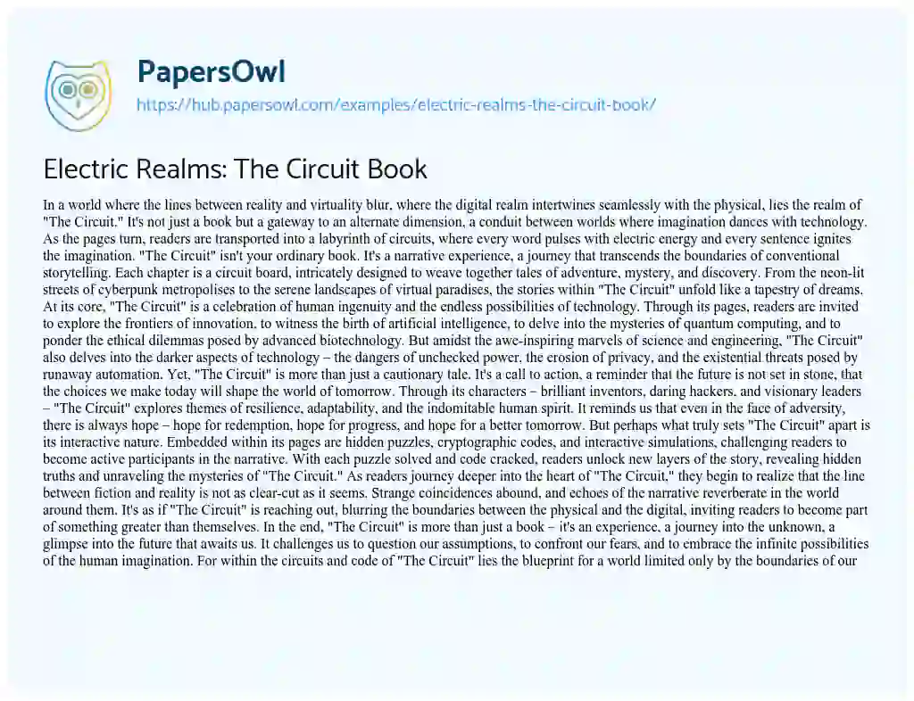 Essay on Electric Realms: The Circuit Book