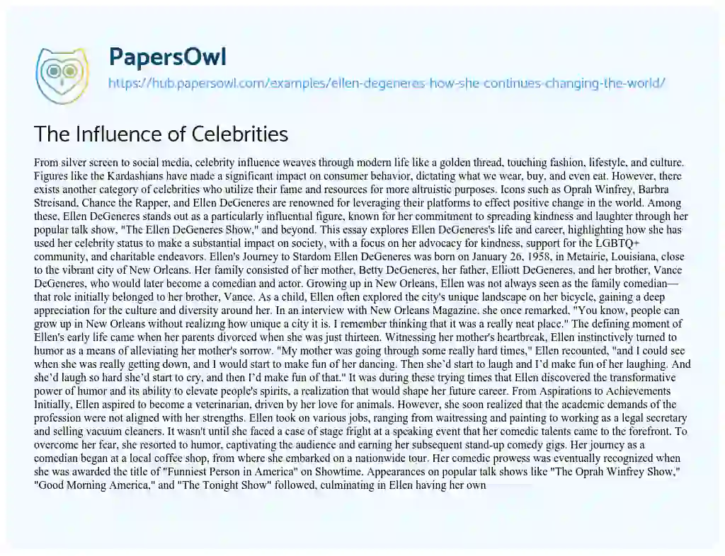 Essay on The Influence of Celebrities