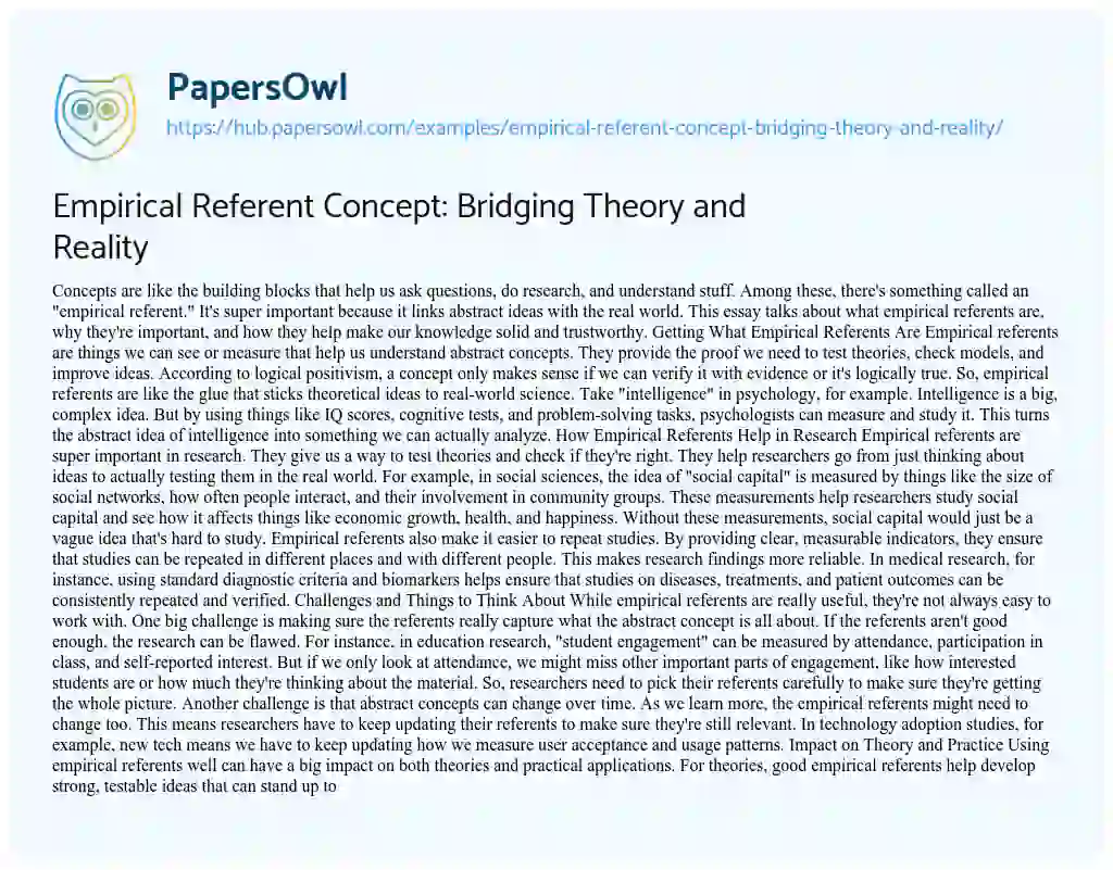 Essay on Empirical Referent Concept: Bridging Theory and Reality