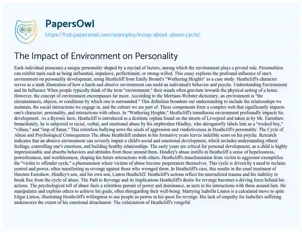Essay on The Impact of Environment on Personality
