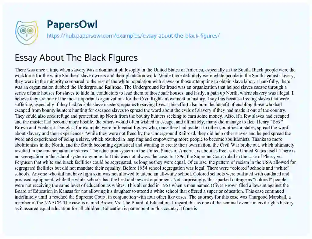 Essay on Essay About The Black FIgures