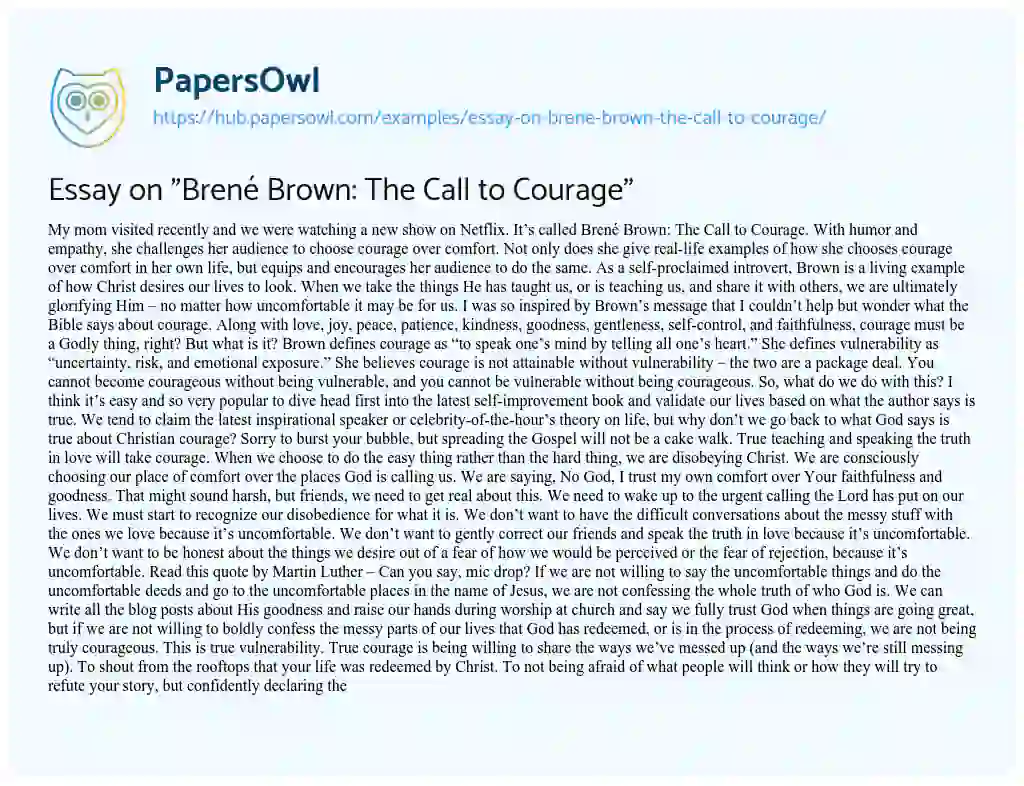 Essay on Essay on “Brené Brown: The Call to Courage”