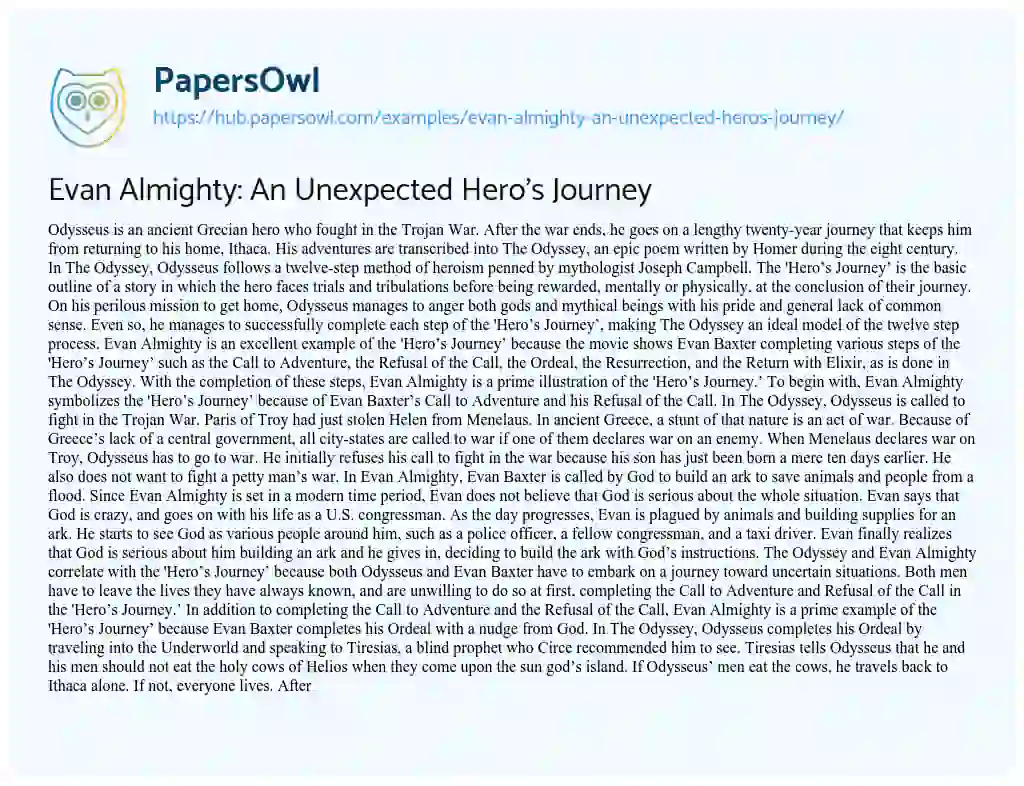 Essay on Evan Almighty: An Unexpected Hero’s Journey
