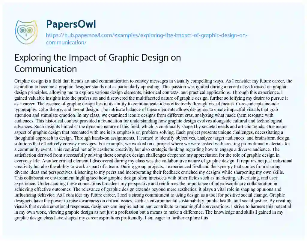 Essay on Exploring the Impact of Graphic Design on Communication