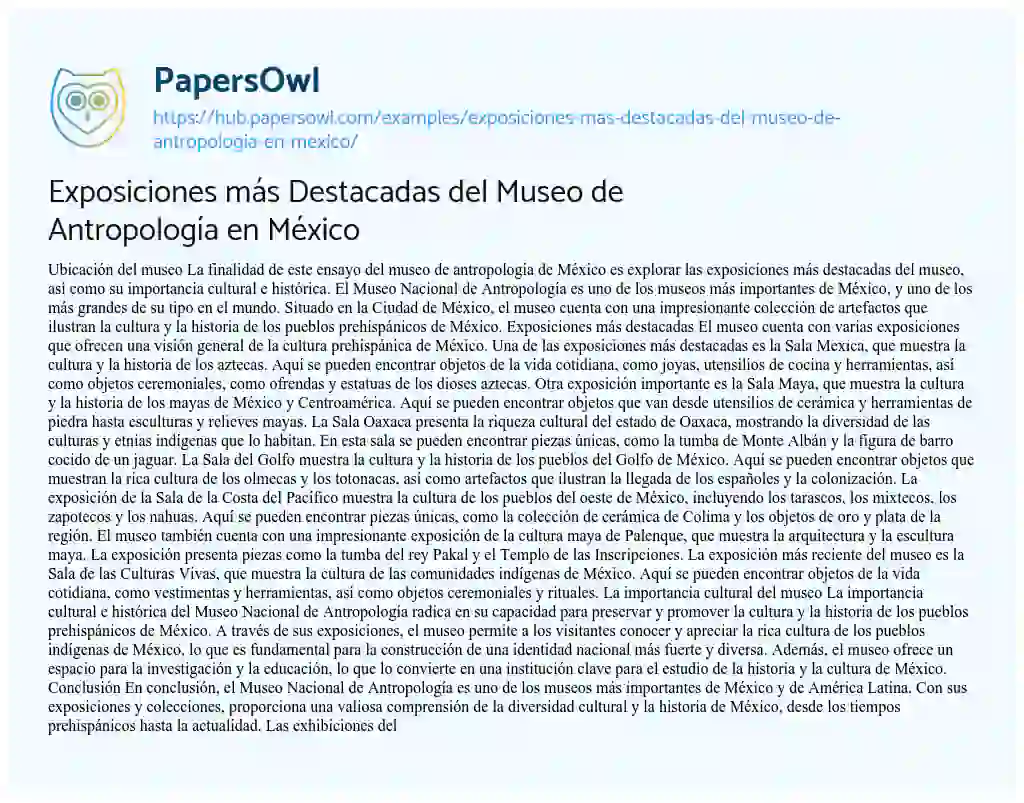 Essay on Exposiciones más Destacadas del Museo de Antropología en México