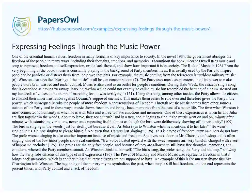 Essay on Expressing Feelings Through the Music Power