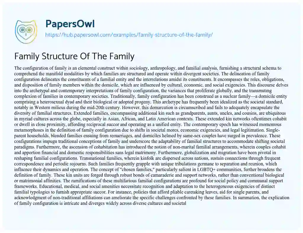Essay on Family Structure Of The Family