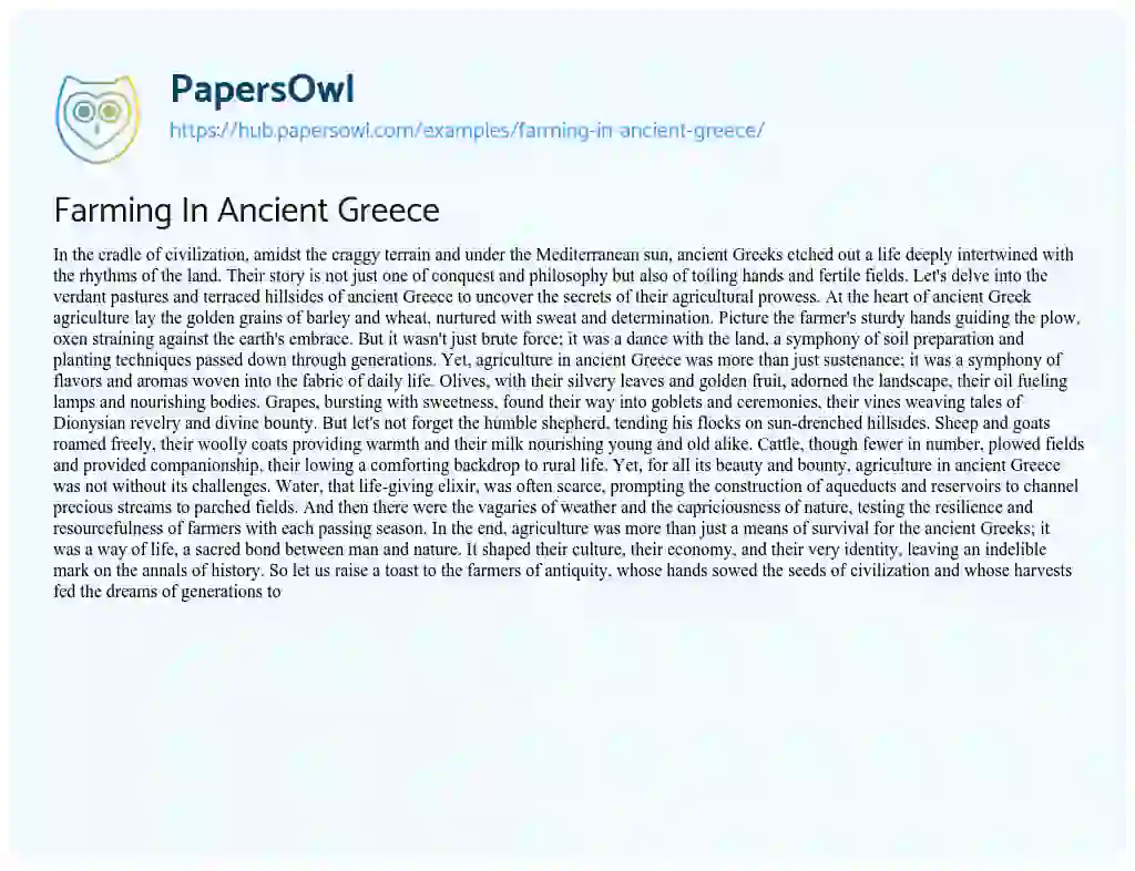 Essay on Farming In Ancient Greece