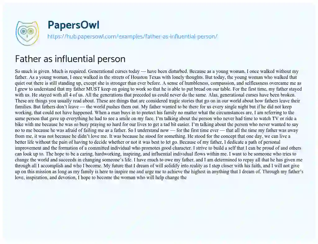Essay on Father as influential person