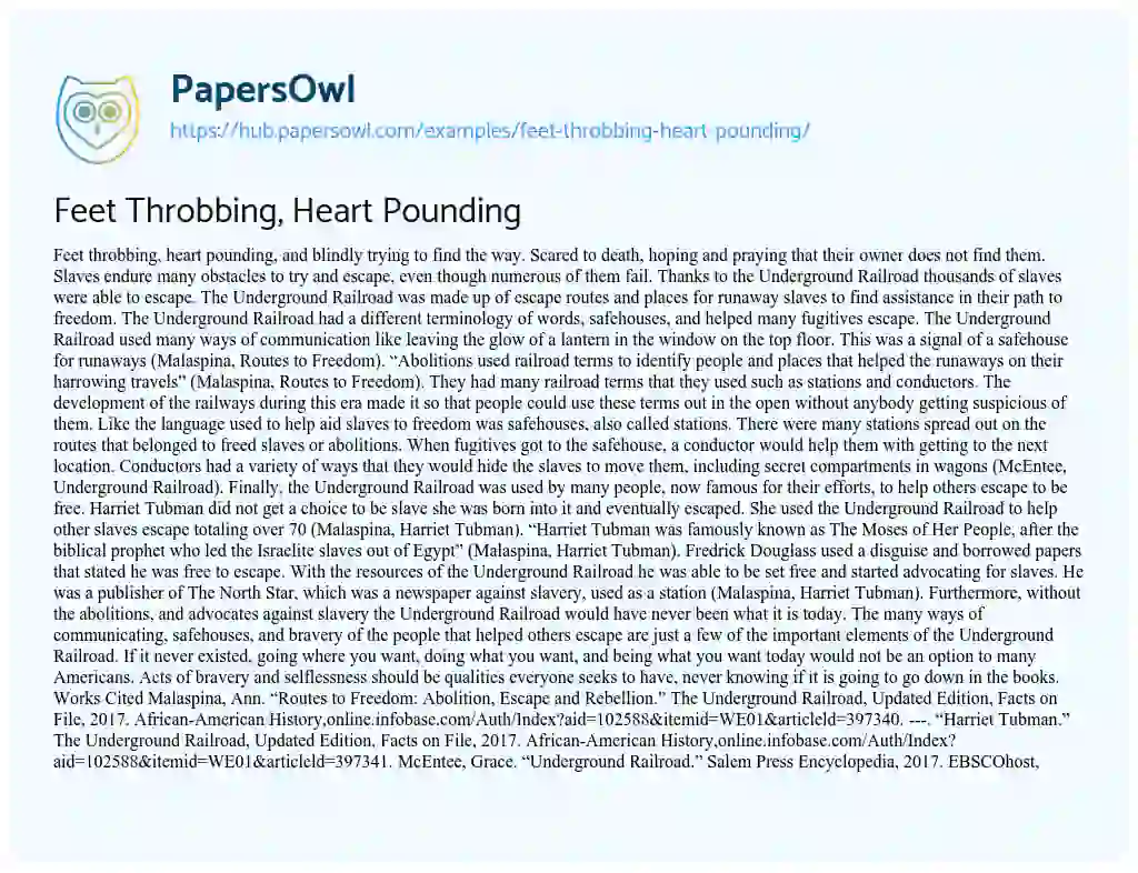 Essay on Feet Throbbing, Heart Pounding