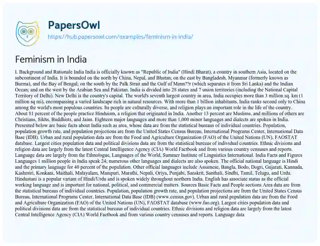 Essay on Feminism in India