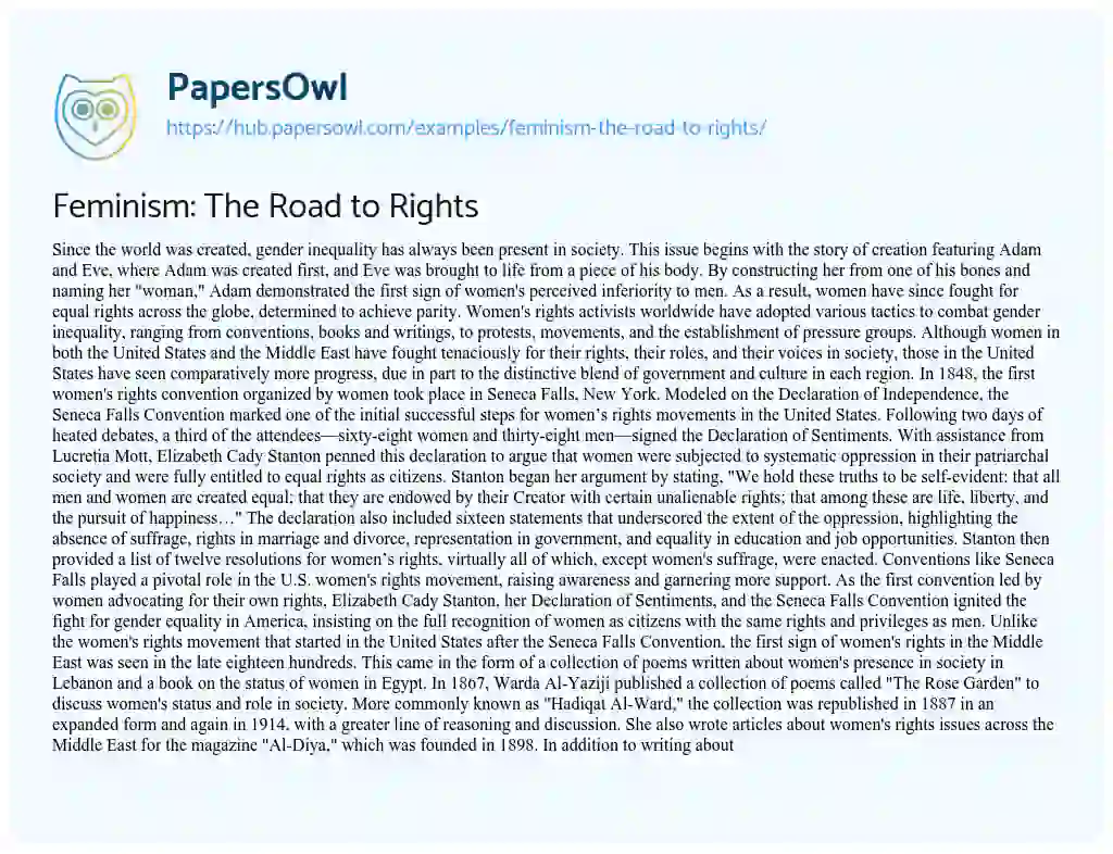 Essay on Feminism: The Road to Rights