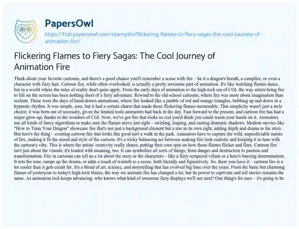 Essay on Flickering Flames to Fiery Sagas: The Cool Journey of Animation Fire