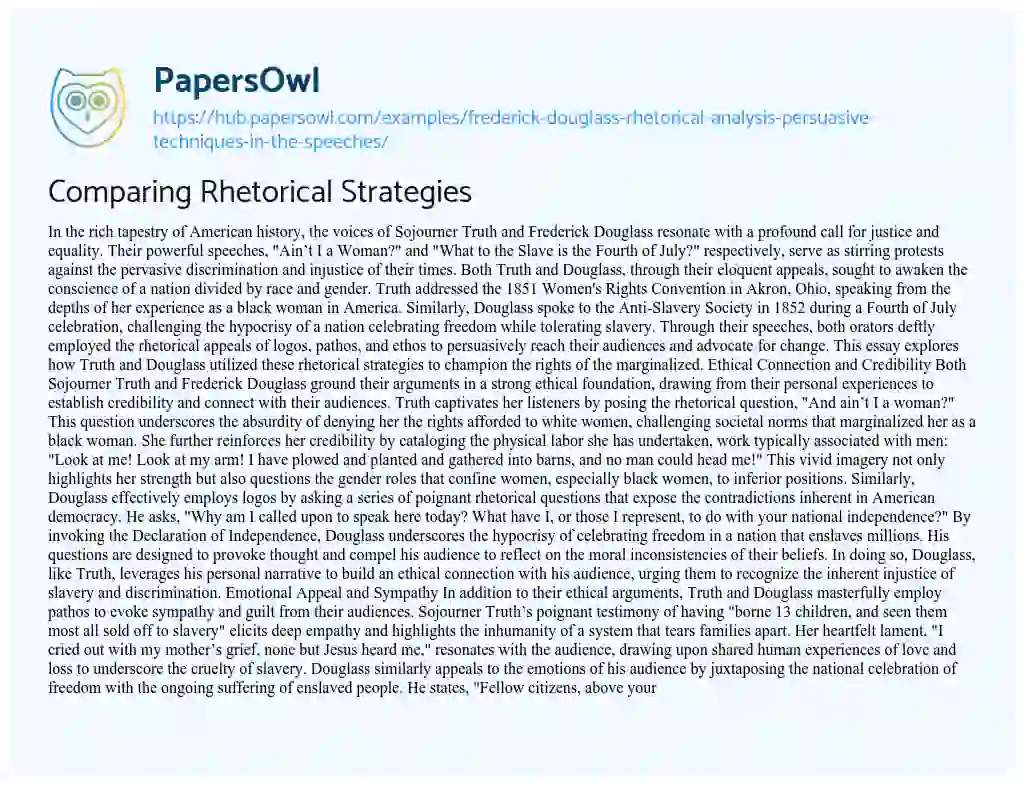 Essay on Comparing Rhetorical Strategies