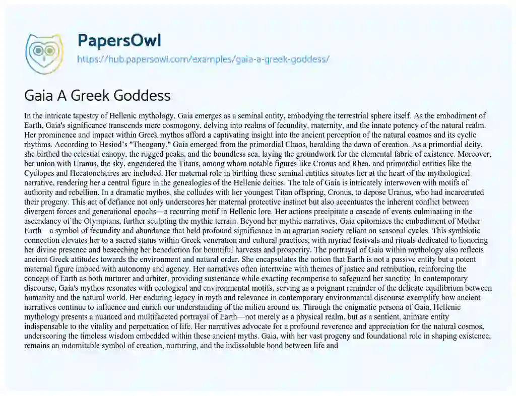 Essay on Gaia A Greek Goddess