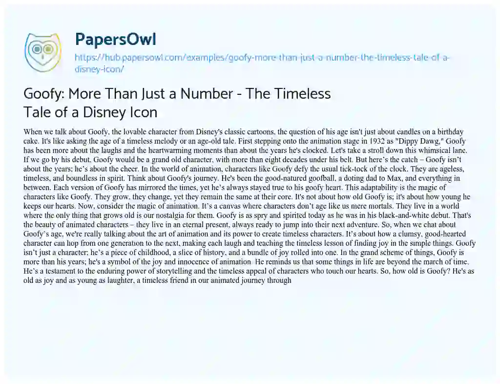 Essay on Goofy: More Than Just a Number – The Timeless Tale of a Disney Icon