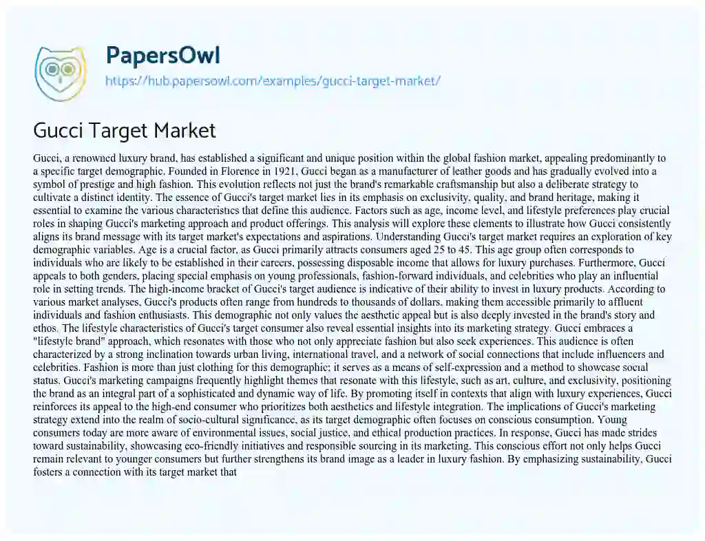 Essay on Gucci Target Market