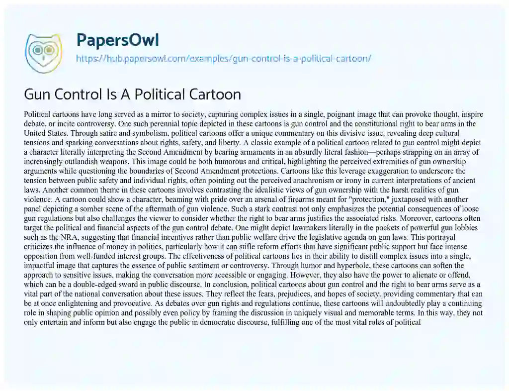Essay on Gun Control Is A Political Cartoon