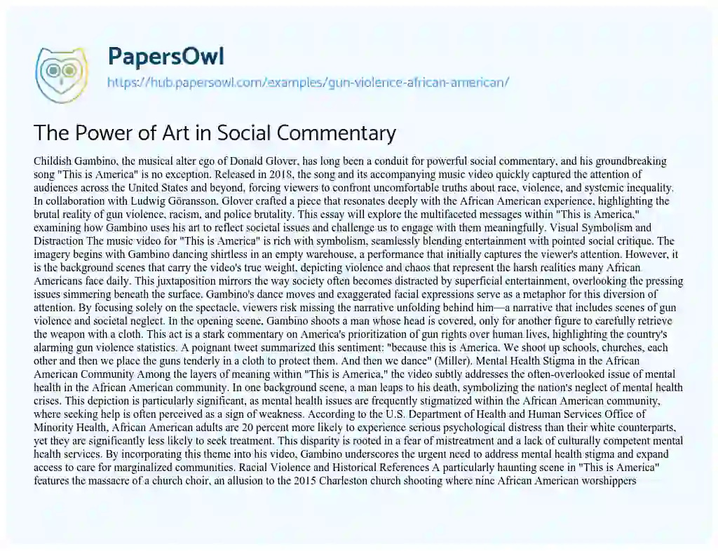 Essay on The Power of Art in Social Commentary