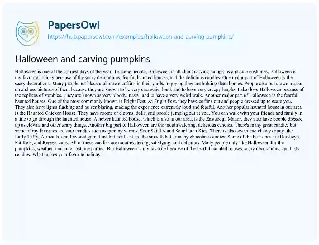 Essay on Halloween and carving pumpkins