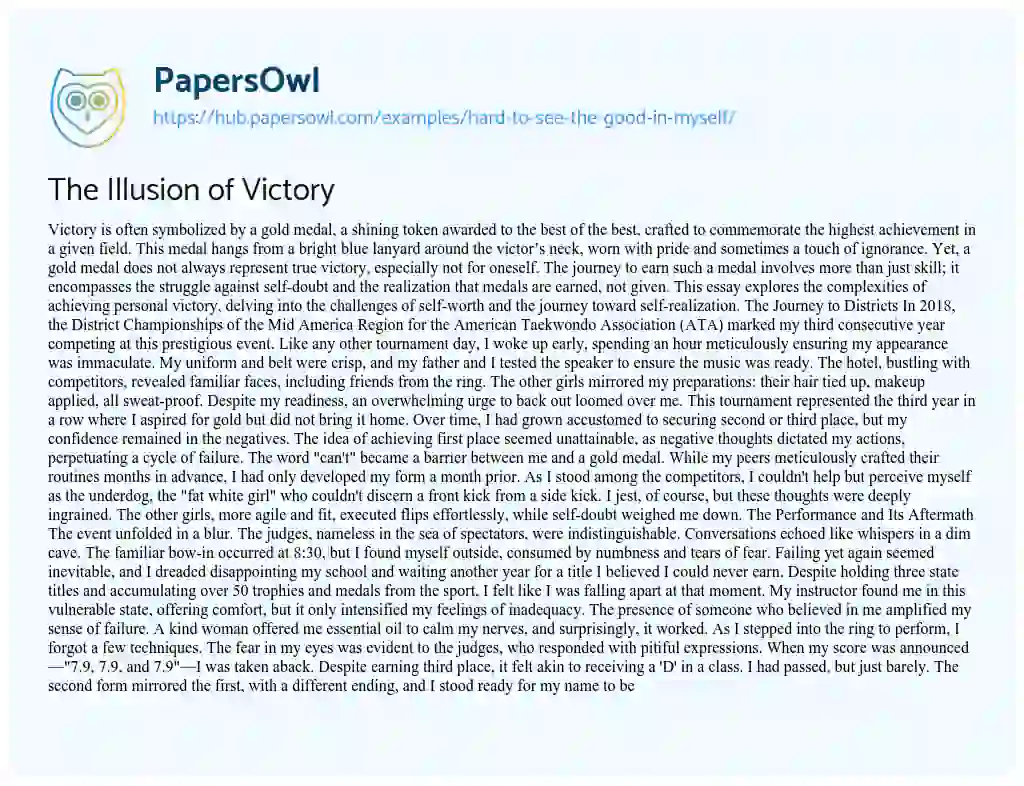 Essay on The Illusion of Victory