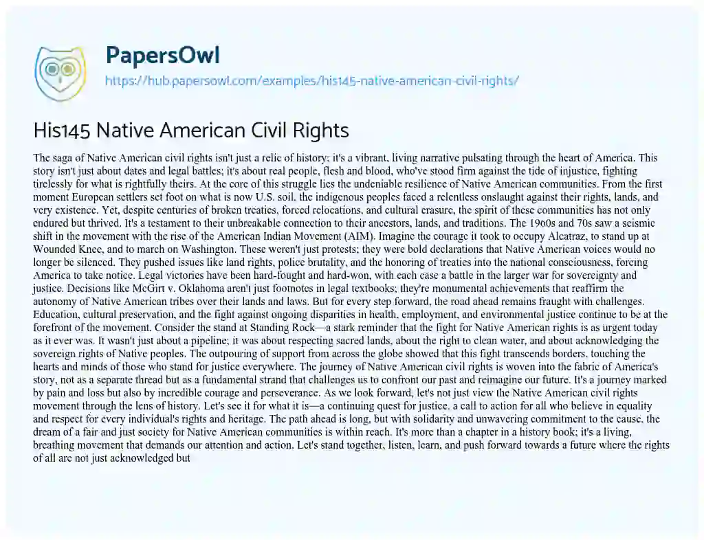 Essay on His145 Native American Civil Rights