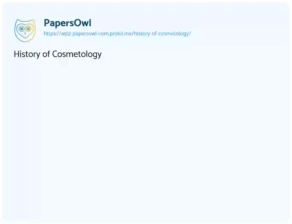 Essay on History of Cosmetology