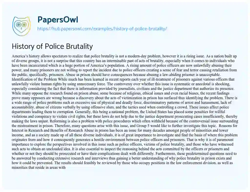 Essay on History of Police Brutality